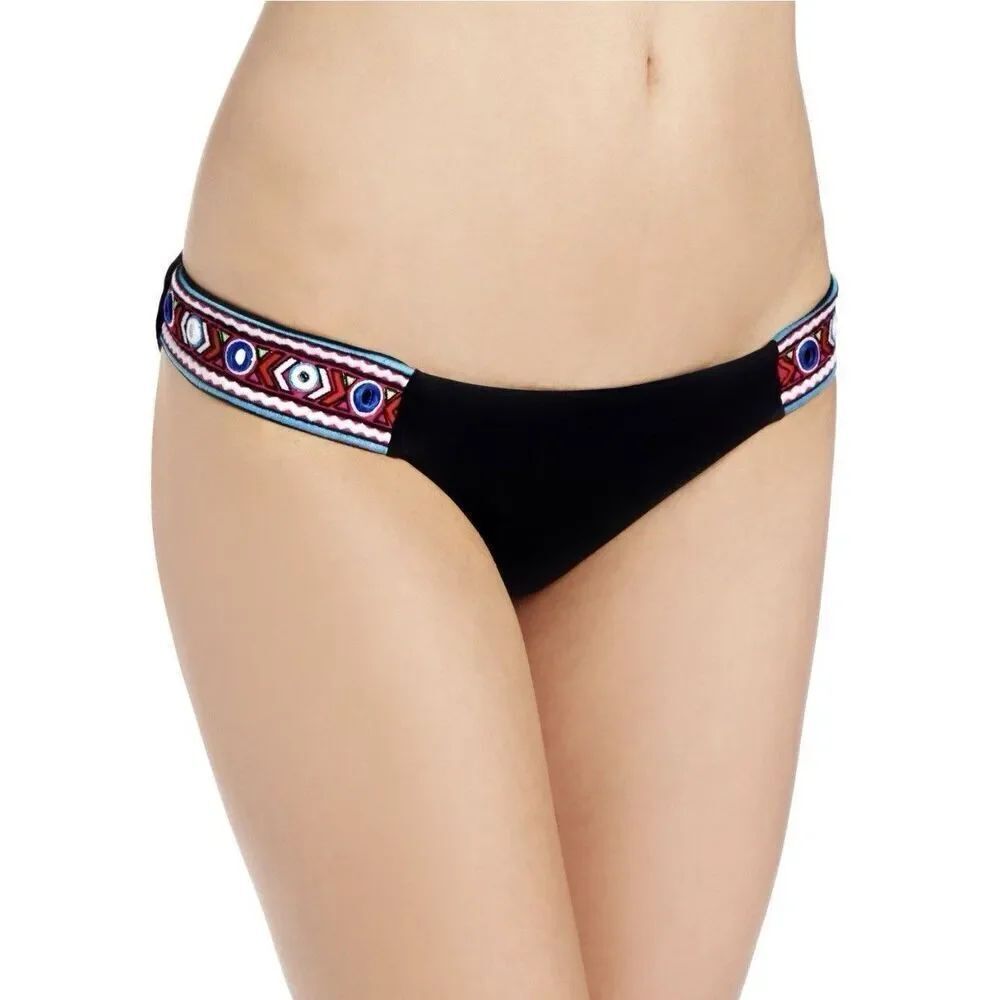 Mara Hoffman Black Embroidered Bikini Bottom Size Medium NEW Boho Festival